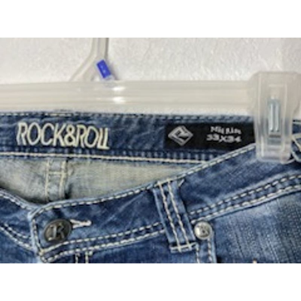 Rock & Roll Cowgirl Jeans 33X34 Blue Denim Bootcut Mid Rise Stretch Western